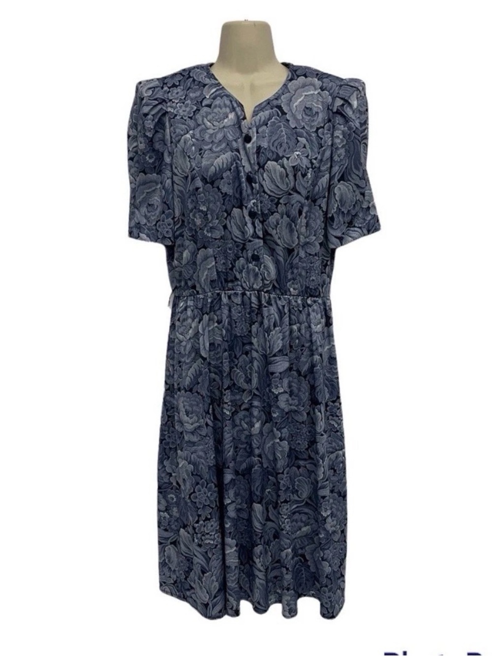 Vintage Tabby Of California Dress Size 12P blue Floral Made USA clinched waist